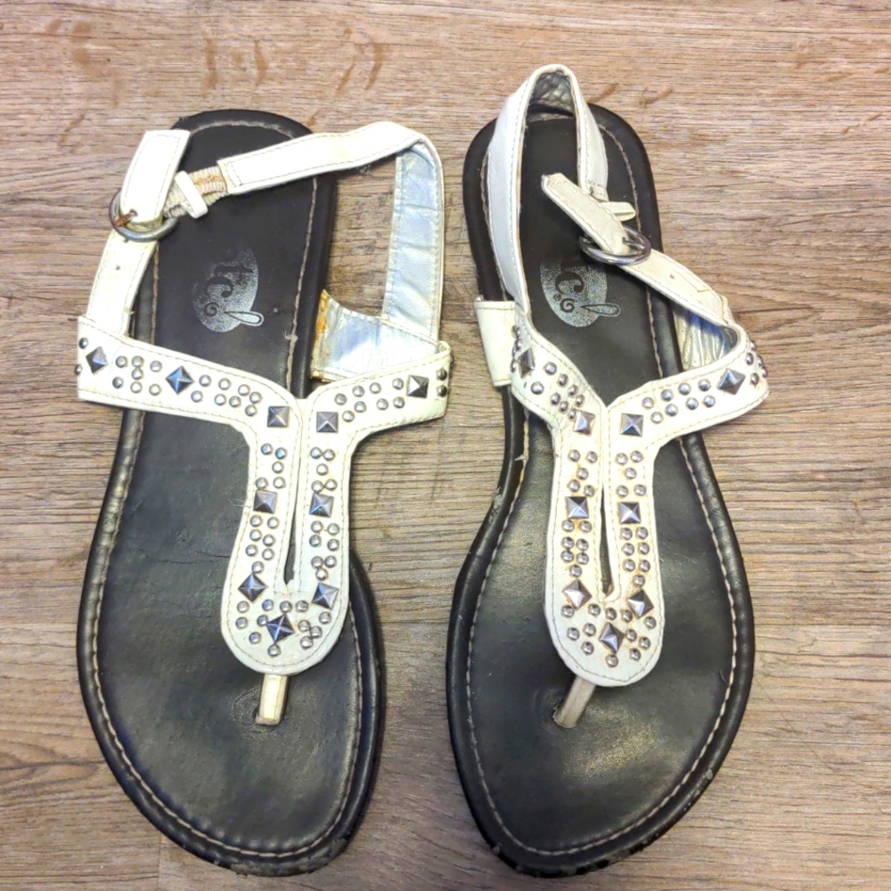 Brown and white sandals from etc size 8